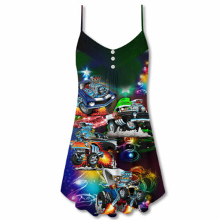 Christmas Car Neon Amazing Style - V-neck Sleeveless Cami Dress - Owl Ohh - Owl Ohh