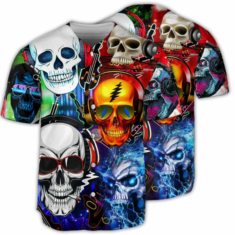Skull Guitar Lets Get High - Baseball Jersey - Owl Ohh - Owl Ohh