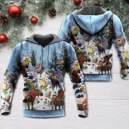 Christmas Moose Merry Xmas Snow - Hoodie - Owl Ohh - Owl Ohh