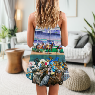 Horse Racing Love Road We Love Amazing Style - V-neck Sleeveless Cami Dress -Owl Ohh - Owl Ohh