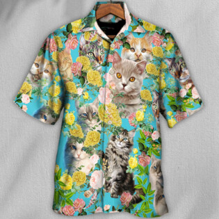 Cat With Flowers - Hawaiian Shirt - Owl Ohh - Owl Ohh