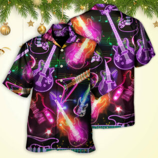 Guitar Neon Amazing Christmas - Hawaiian Shirt - Owl Ohh - Owl Ohh