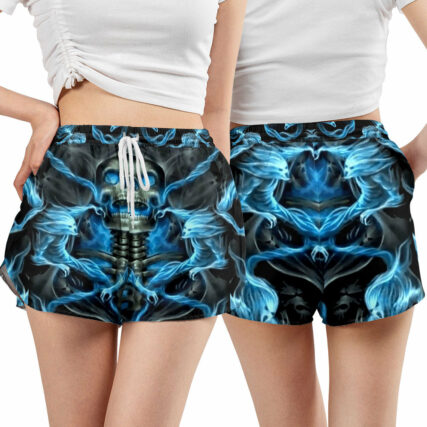 Skull Black Ground Thunder - Women's Casual Short - Owl Ohh - Owl Ohh