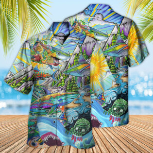 Hippie Shark Colorful Art Peace - Hawaiian Shirt - Owl Ohh - Owl Ohh