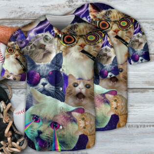 Cat Snooping In Space Funny - Baseball Jersey - Owl Ohh - Owl Ohh