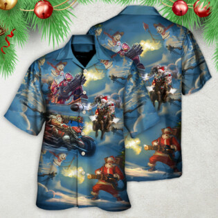 Christmas Santa Gun Fight In Xmas - Hawaiian Shirt - Owl Ohh - Owl Ohh