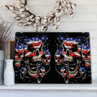 Skull Love America Forever - Metal Sign - Owl Ohh - Owl Ohh