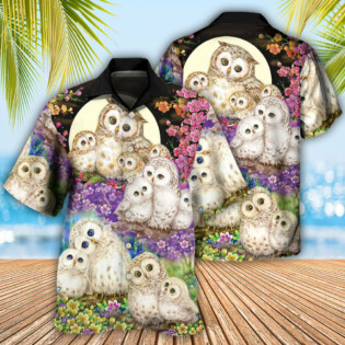 Owl Family And Flowers - Hawaiian Shirt - Owl Ohh - Owl Ohh