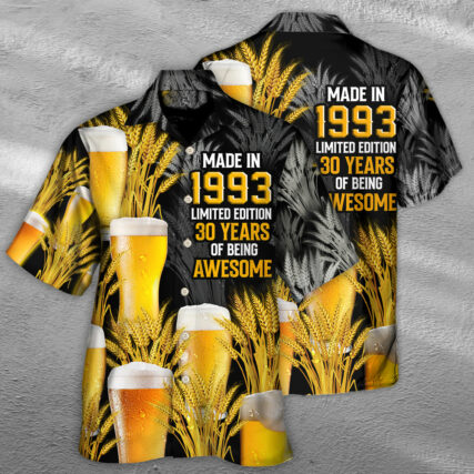 Beer Happy Drinking Beer Made In 1993 - Hawaiian Shirt - Owl Ohh - Owl Ohh