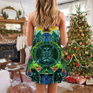 Viking Green Christmas Style - V-neck Sleeveless Cami Dress - Owl Ohh - Owl Ohh