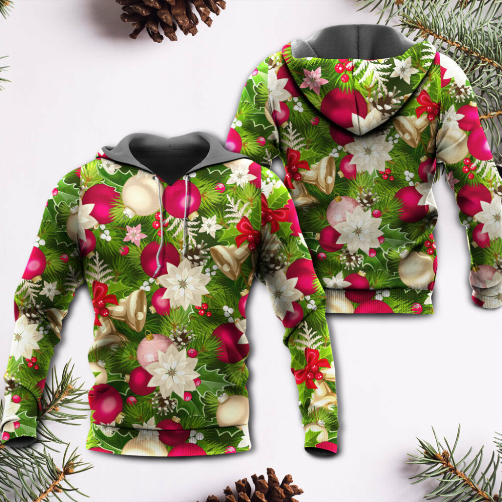 Christmas Fir-Tree And Poinsettia Flowers - Hoodie - Owl Ohh - Owl Ohh
