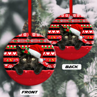 Christmas Black Cat Funny Xmas Decor Tree Hanging - Circle Ornament - Owl Ohh - Owl Ohh