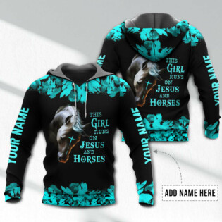 Horse This Girl Runs On Jesus And Horse Personalized - Hoodie - Owl Ohh - Owl Ohh