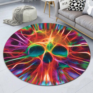 Skull Rainbow Color Love Cool Style - Round Mat - Owl Ohh - Owl Ohh