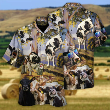 Cow Dancing In The Australian Landscape Funny Art Style - Hawaiian Shirt - Owl Ohh for men and women, kids - Owl Ohh