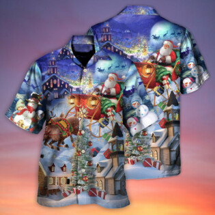 Christmas Rudolph Santa Claus Reindeer Gift Light Art Style - Hawaiian Shirt - Owl Ohh - Owl Ohh