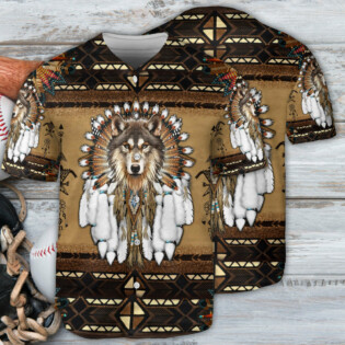 Wolf Native American Spirit - Baseball Jersey - Owl Ohh - Owl Ohh
