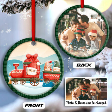 Christmas Santa Is Coming Xmas Lover Custom Photo Personalized - Circle Ornament - Owl Ohh - Owl Ohh