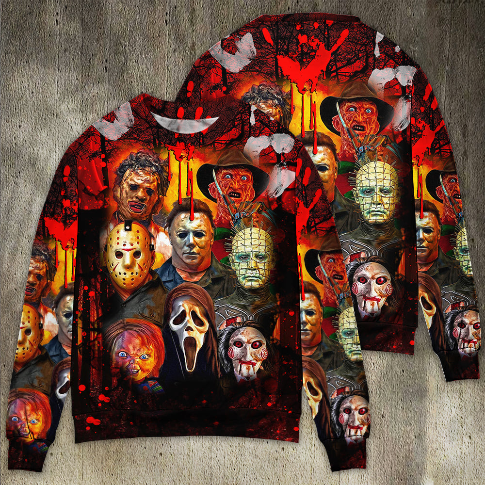 Halloween Horror Movie Characters Blood Scary - Sweater - Ugly Christmas Sweaters - Owl Ohh - Owl Ohh