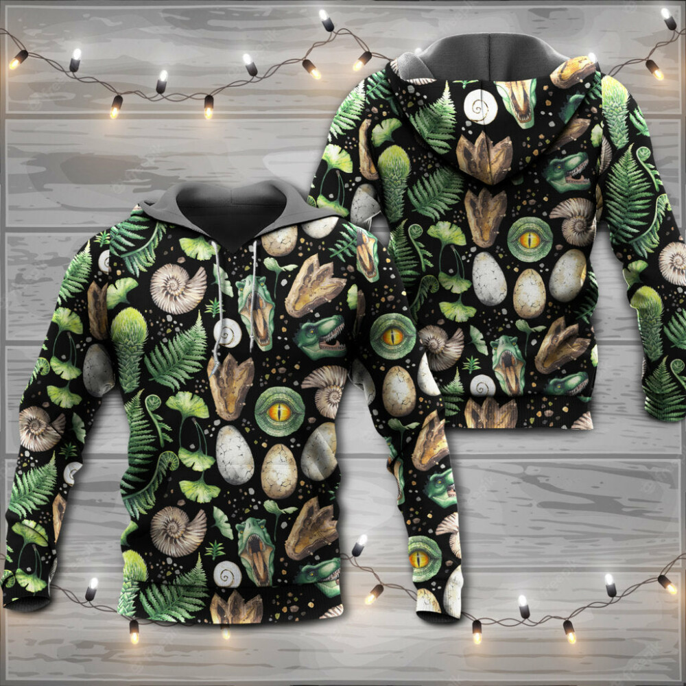 Dinosaur Amazing Pieces Black Style - Hoodie - Owl Ohh - Owl Ohh