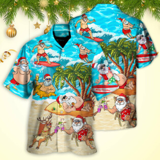 Christmas Santa Claus Chilling On The Beach Mele Kalikimaka Funny - Hawaiian Shirt - Owl Ohh - Owl Ohh