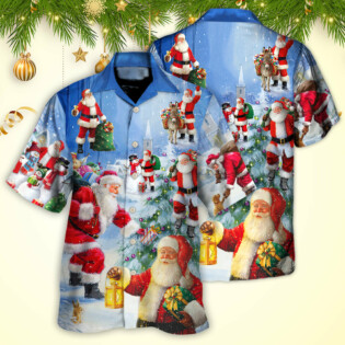 Christmas Santa Claus Is Coming Story Night Art Style - Hawaiian Shirt - Owl Ohh - Owl Ohh