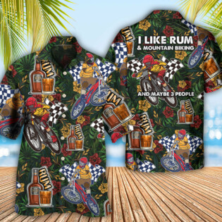 Wine I Like Rum And Mountain Biking - Hawaiian Shirt - Owl Ohh - Owl Ohh
