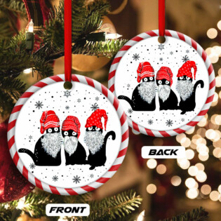 Christmas Cat Santa Hat Gromes - Circle Ornament - Owl Ohh - Owl Ohh