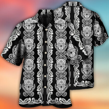 Skull Diamond Pattern Black And White - Hawaiian Shirt - Owl Ohh - Owl Ohh