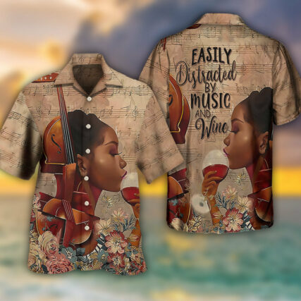 Music Lover Easily Distracted By Music And Wine - Hawaiian Shirt - Owl Ohh for men and women, kids - Owl Ohh