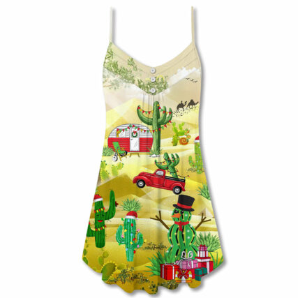 Christmas Life Is Better With A Cactus - V-neck Sleeveless Cami Dress - Owl Ohh - Owl Ohh