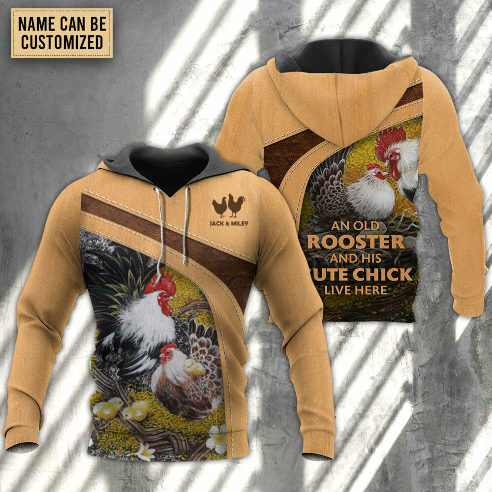 Chicken An Old Rooster And His Cute Chick Personalized - Hoodie - Owl Ohh - Owl Ohh