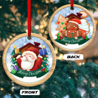 Christmas Santa Snowman Merry Christmas - Circle Ornament - Owl Ohh - Owl Ohh