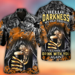 Skull Dark Drinking Orange Smoke Lighting - Hawaiian Shirt - Owl Ohh - Owl Ohh