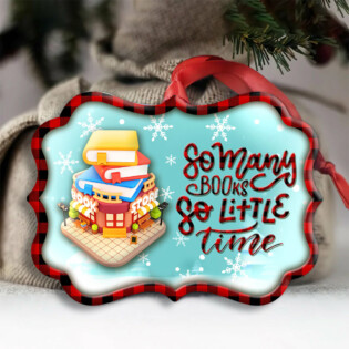 Bookstore Christmas So Many Books So Little Time - Horizonal Ornament - Owl Ohh - Owl Ohh