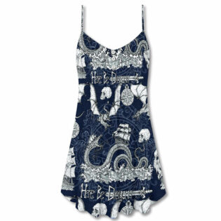 Dragon With Skull Old Ship Sea Life - V-neck Sleeveless Cami Dress - Owl Ohh - Owl Ohh