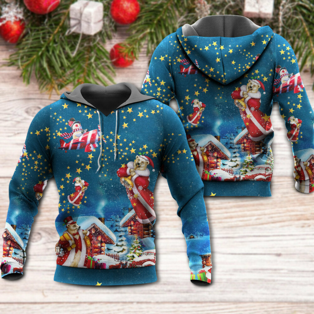 Christmas Bear Santa Happy - Hoodie - Owl Ohh - Owl Ohh