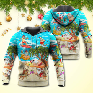 Christmas Santa Claus Chilling On The Beach Mele Kalikimaka Funny - Hoodie - Owl Ohh - Owl Ohh