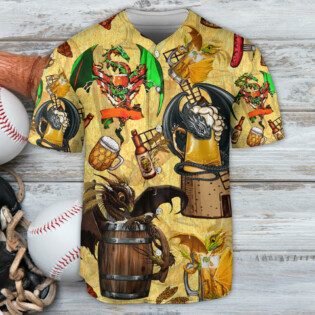 Beer Dragon Drunkgon Loves Beer - Baseball Jersey - Owl Ohh - Owl Ohh