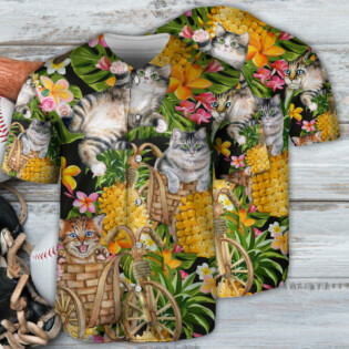 Cat So Funny In The Pineapple Tropical - Baseball Jersey - Owl Ohh - Owl Ohh
