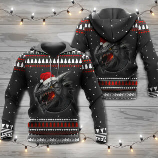 Christmas Dragon Merry Christmas Stronger With Santa Hat - Hoodie - Owl Ohh - Owl Ohh