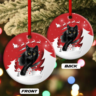Christmas Black Cat Love Xmas Paper Cut Decor Tree Hanging - Circle Ornament - Owl Ohh - Owl Ohh