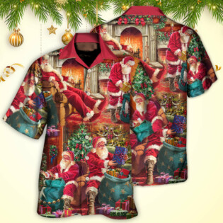 Christmas Santa Claus Story Chilling Happy Xmas Art Style - Hawaiian Shirt - Owl Ohh - Owl Ohh