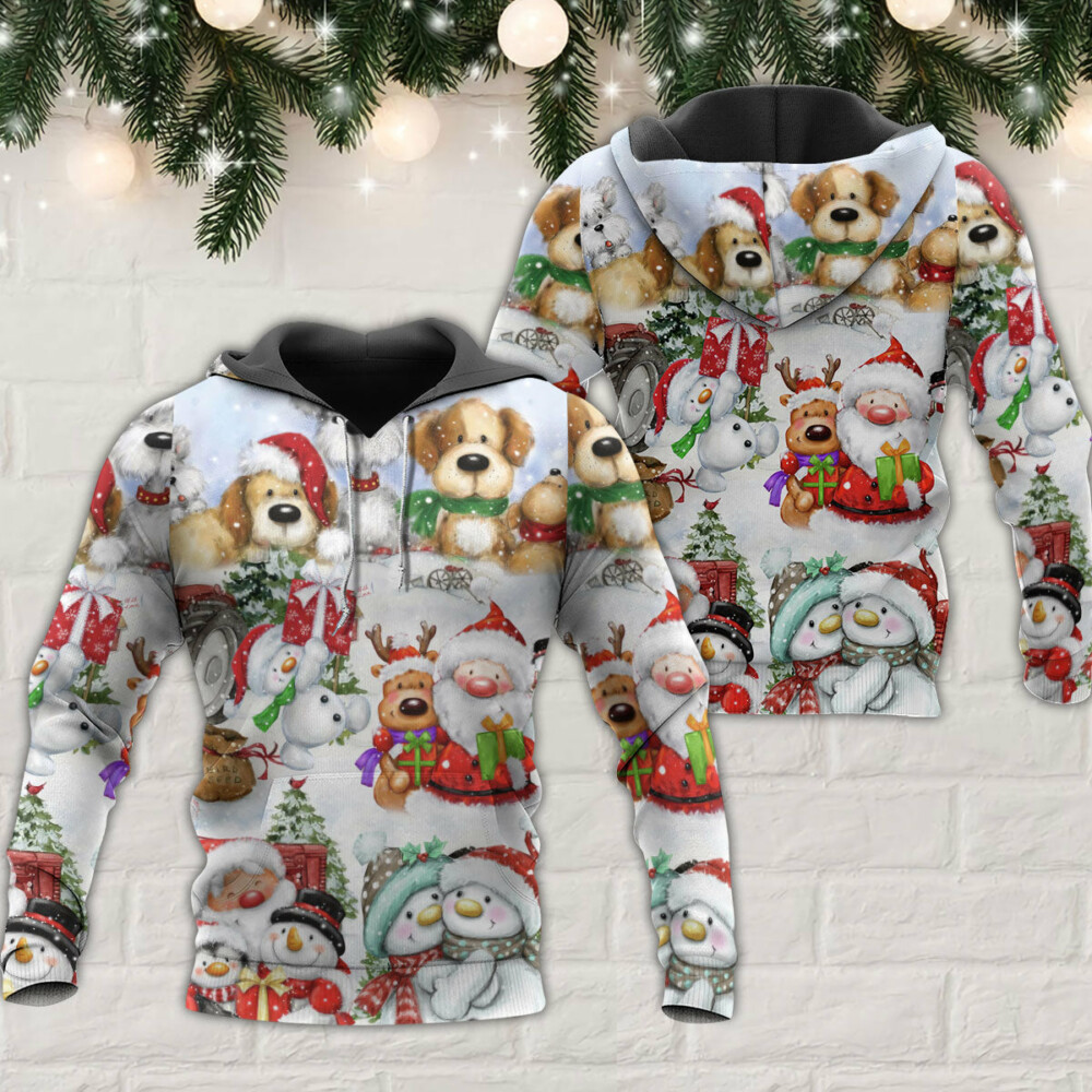 Santa And Snowman Christmas Happy Together - Hoodie - Owl Ohh - Owl Ohh