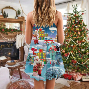 Christmas You're Hero Doctor Nurse Santa Health Care - V-neck Sleeveless Cami Dress - Owl Ohh - Owl Ohh