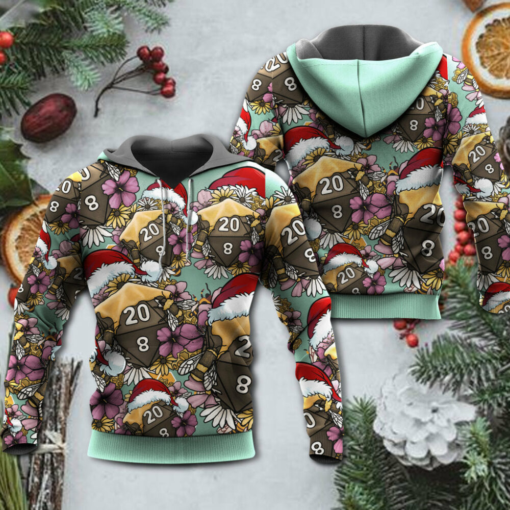 Christmas Honey Bee Dice D20 Christmas Vibe - Hoodie - Owl Ohh - Owl Ohh