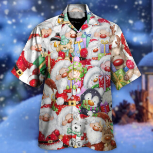 Christmas Santa And Friends Happy Together - Hawaiian Shirt - Owl Ohh - Owl Ohh
