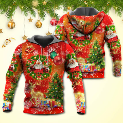Christmas Santa Claus Drinking Christmas Tree Red Light - Hoodie - Owl Ohh - Owl Ohh