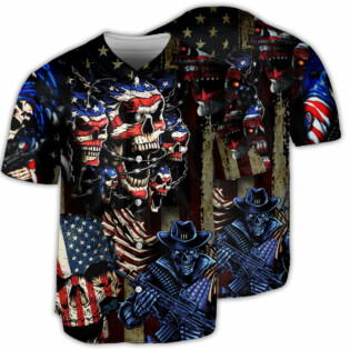 Skull America Angry - Baseball Jersey - Owl Ohh - Owl Ohh