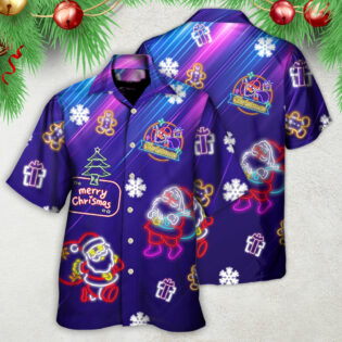 Christmas Santa Neon Light Xmas Party - Hawaiian Shirt - Owl Ohh - Owl Ohh